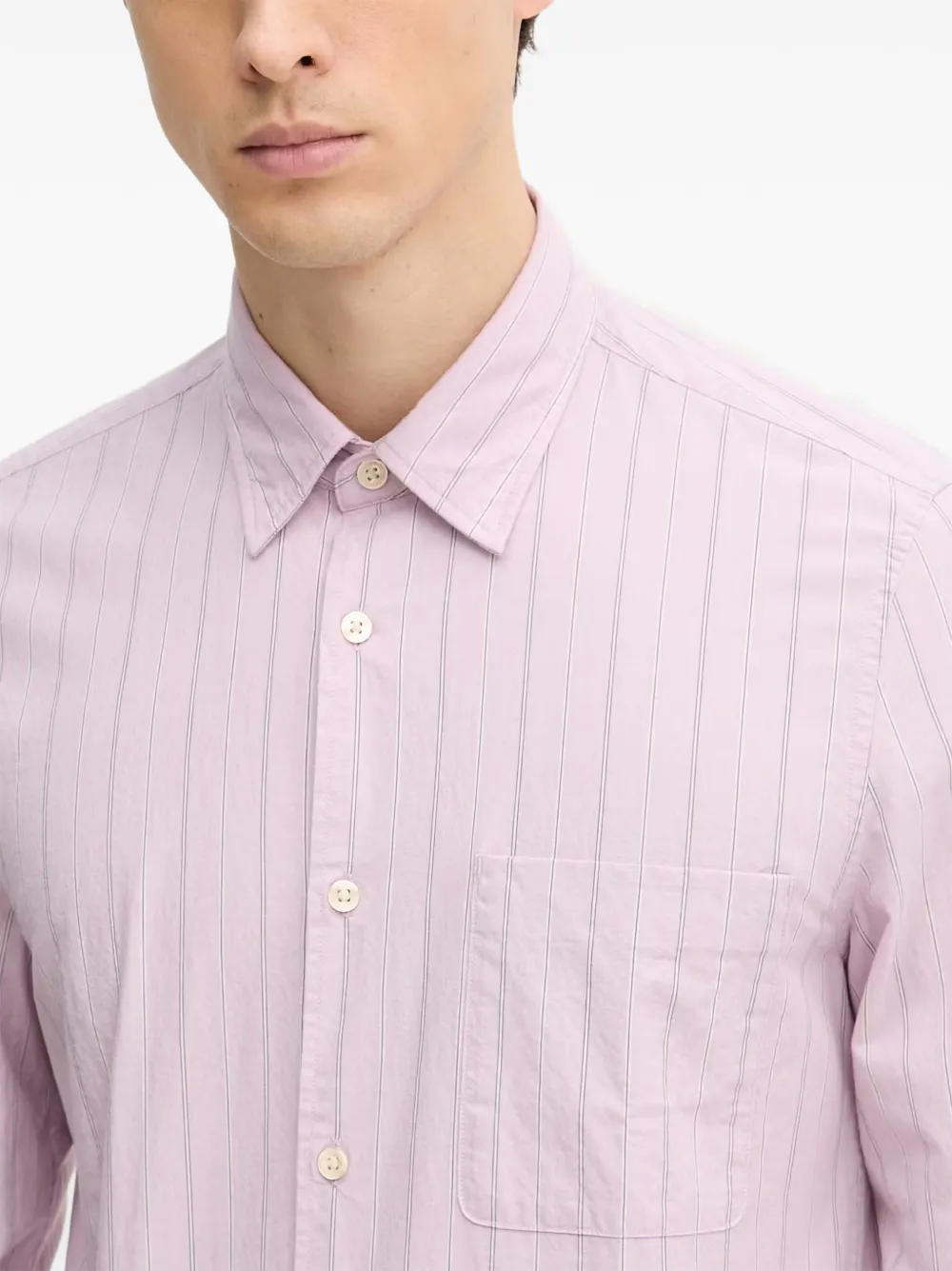 Marc O'Polo shirt met verticale streep en borstzak Roze