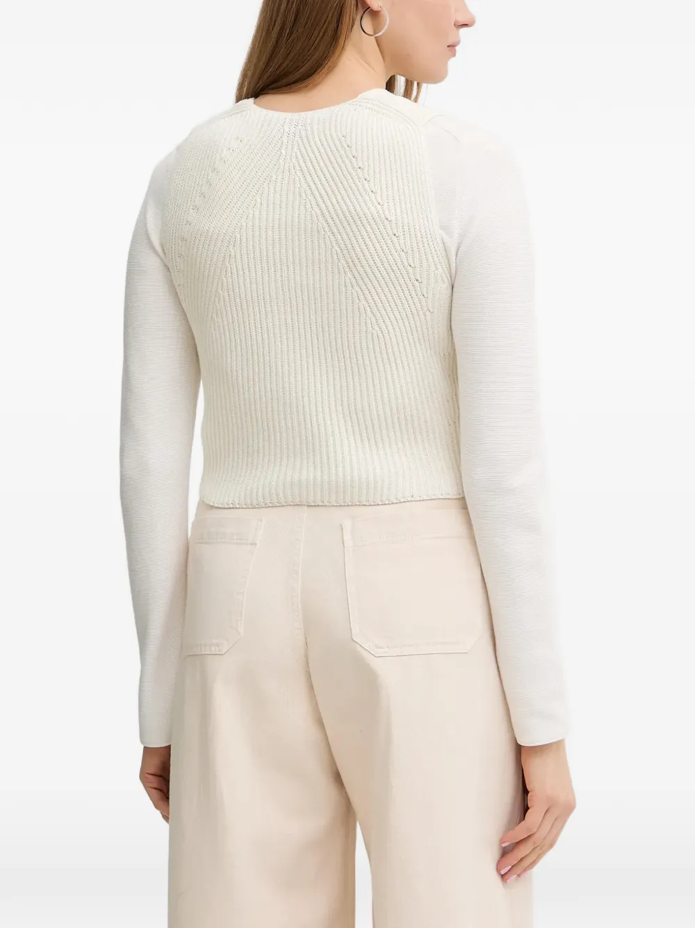 Marc O'Polo Ribgebreid mouwloos vest met V-hals Wit