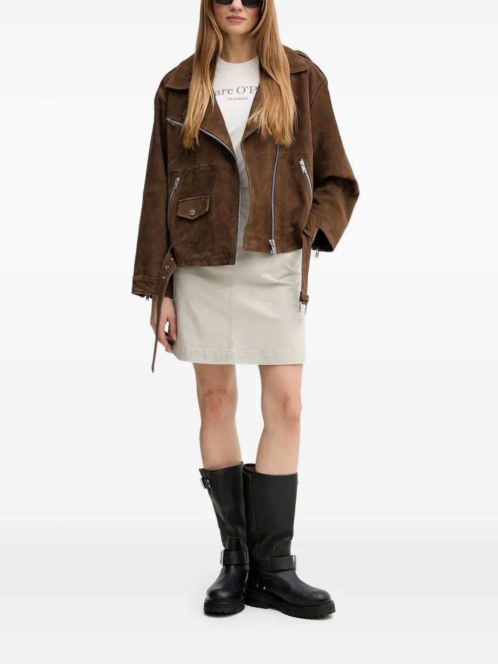 Marc O'Polo Mini-rok met riemlussen Beige