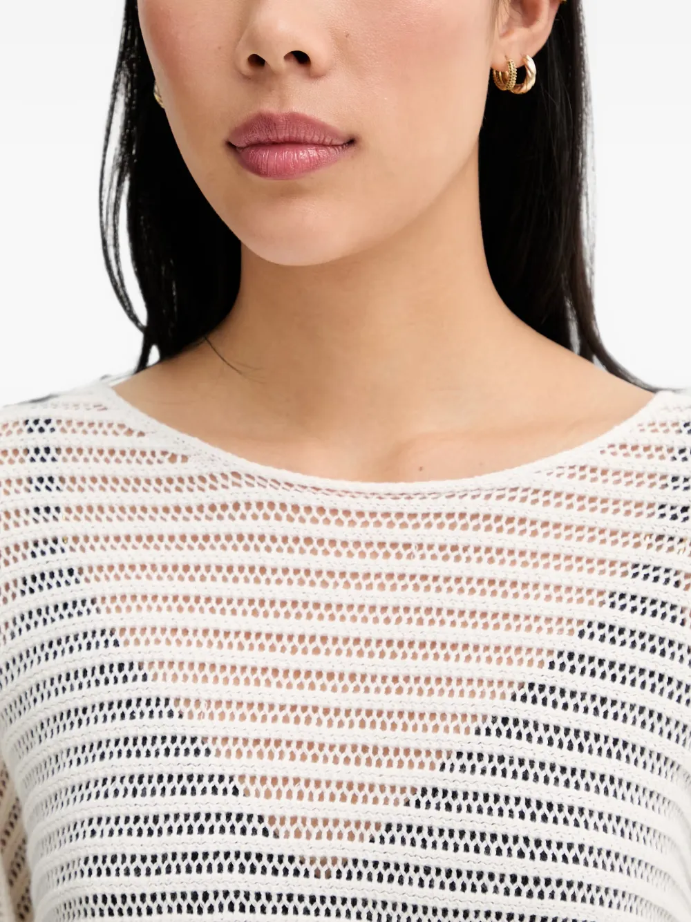 Marc O'Polo Ajour open-knit boat-neck sweater Wit