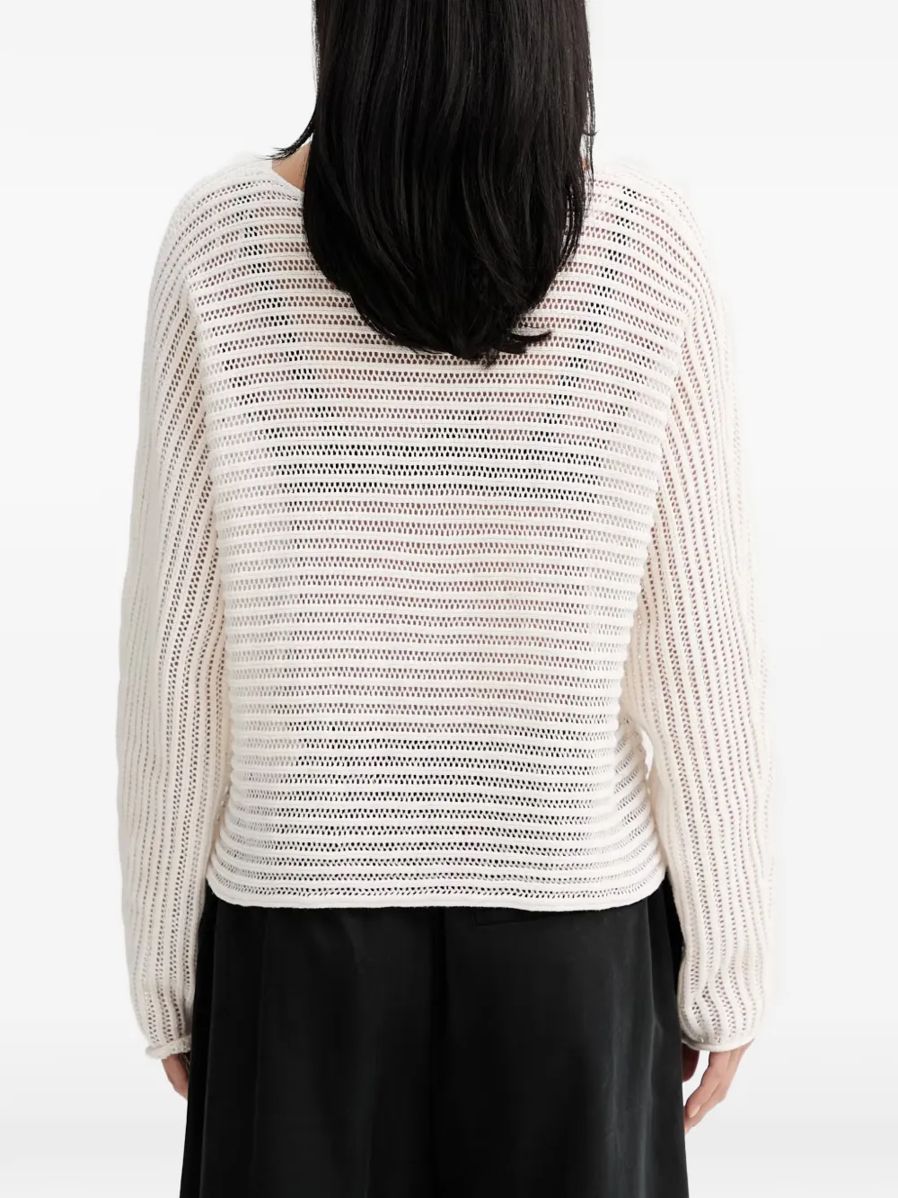Marc O'Polo Ajour open-knit boat-neck sweater Wit