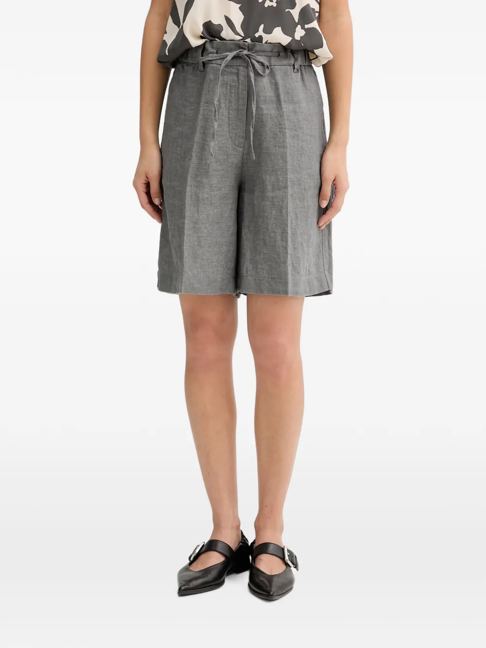Marc O'Polo Bundfaltenshorts mit Gürtel - Grau