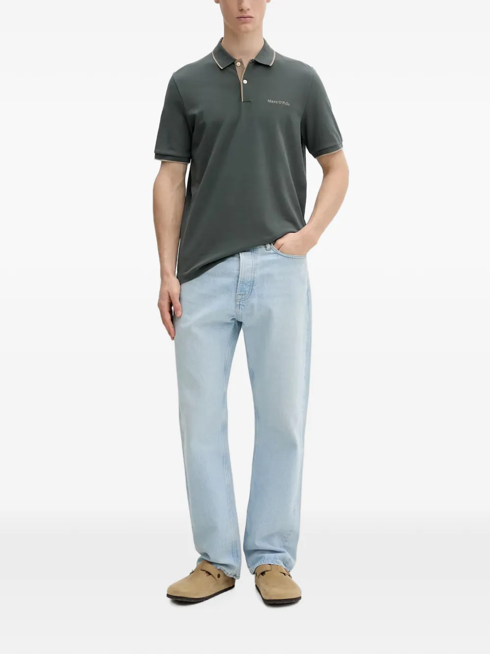 Marc O'Polo Poloshirt met geborduurd logo Groen