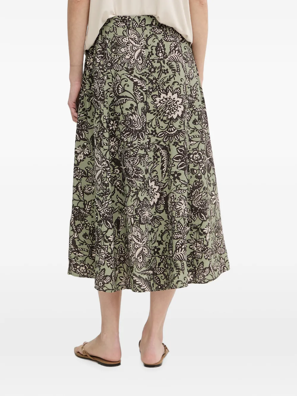 Marc O'Polo Flared midi-rok met bloemenprint Groen