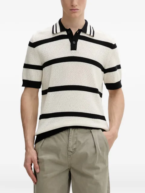 Marc O'Polo striped pointelle-knit polo shirt