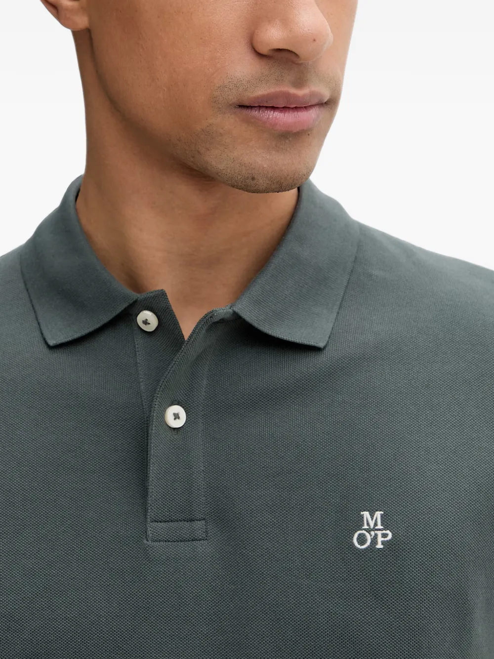 Marc O'Polo Piqué poloshirt met geborduurd logo Groen