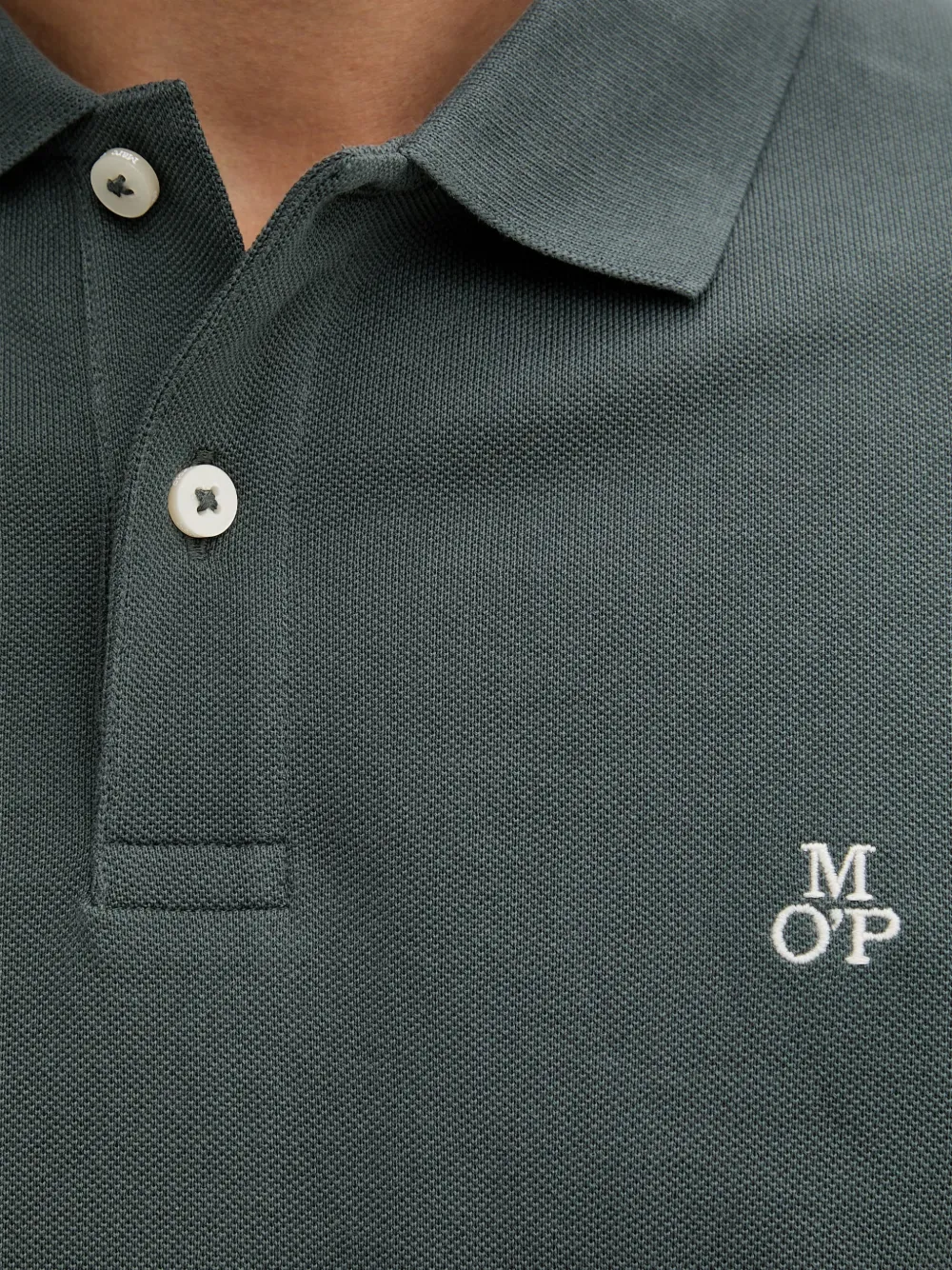 Marc O'Polo Piqué poloshirt met geborduurd logo Groen