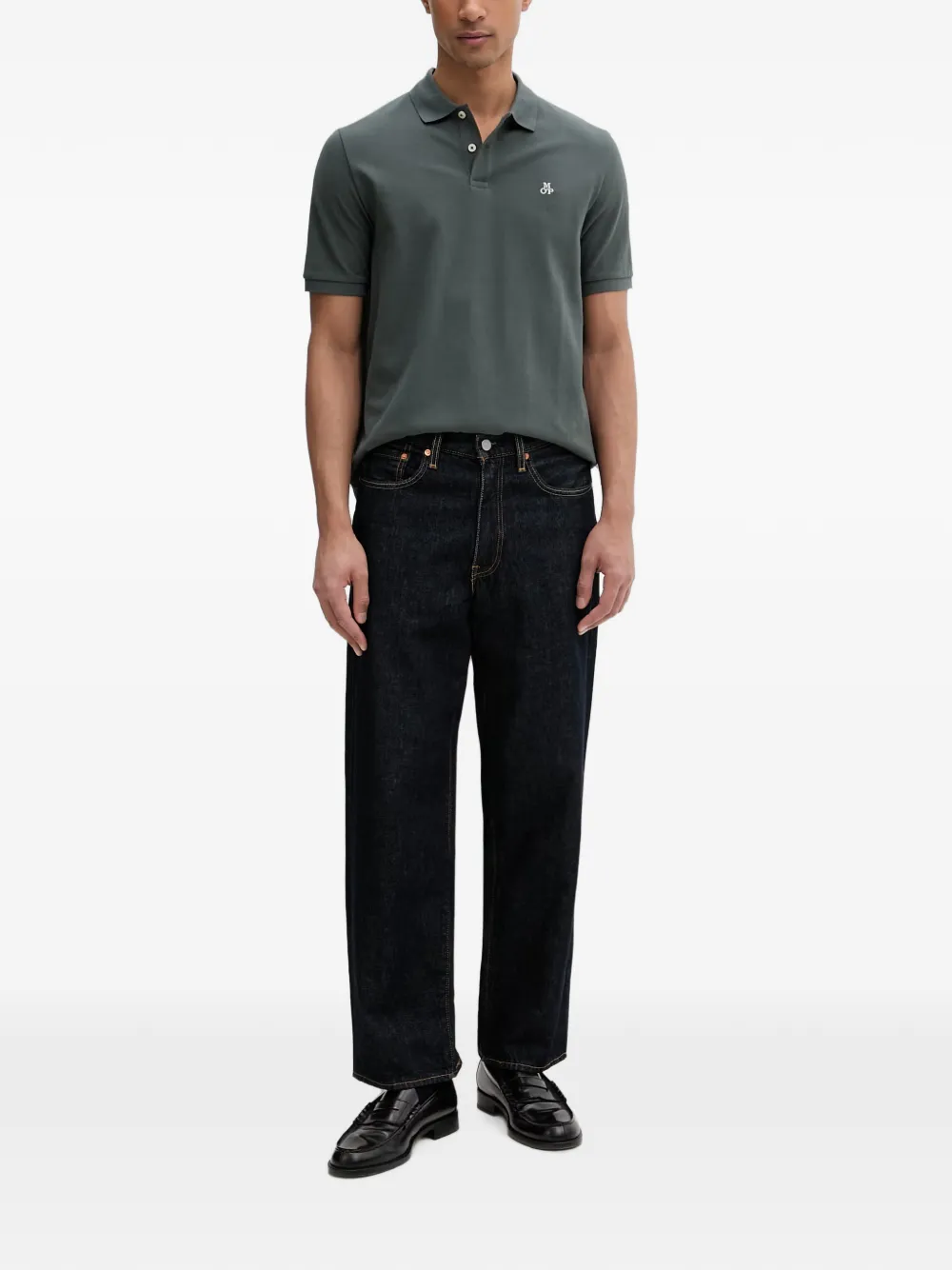 Marc O'Polo Piqué poloshirt met geborduurd logo Groen