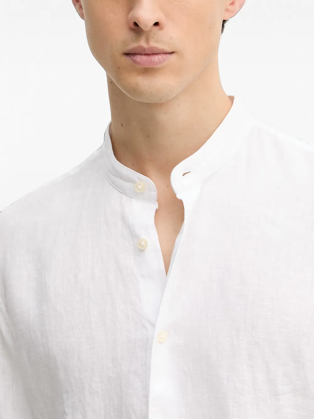 Marc O'Polo band-collar long-sleeve shirt Wit