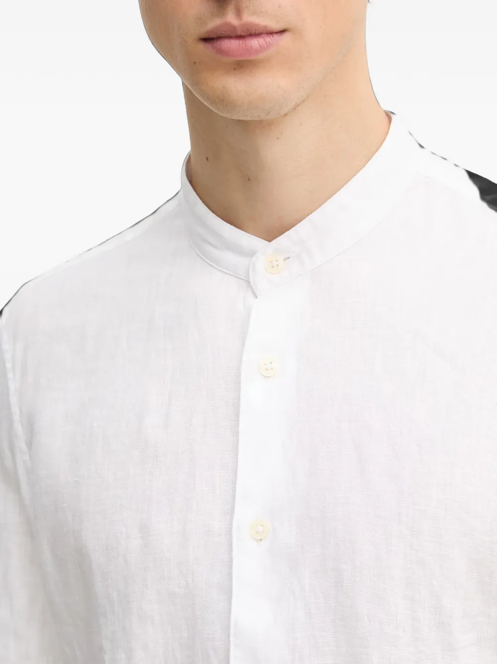 Marc O'Polo band-collar long-sleeve shirt Wit