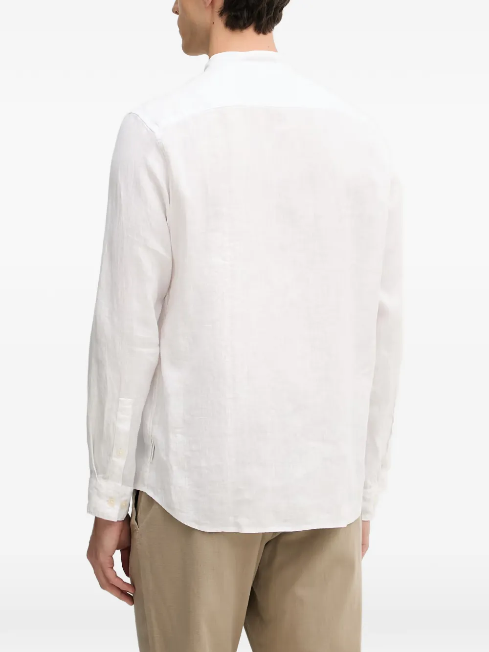 Marc O'Polo band-collar long-sleeve shirt Wit