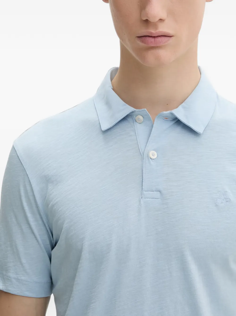 Marc O'Polo Poloshirt met geborduurd logo en textuur Blauw