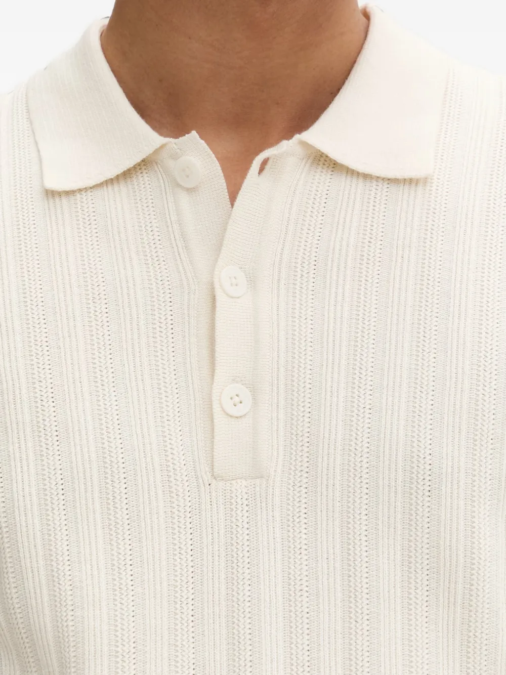 Marc O'Polo Ribgebreid poloshirt Beige