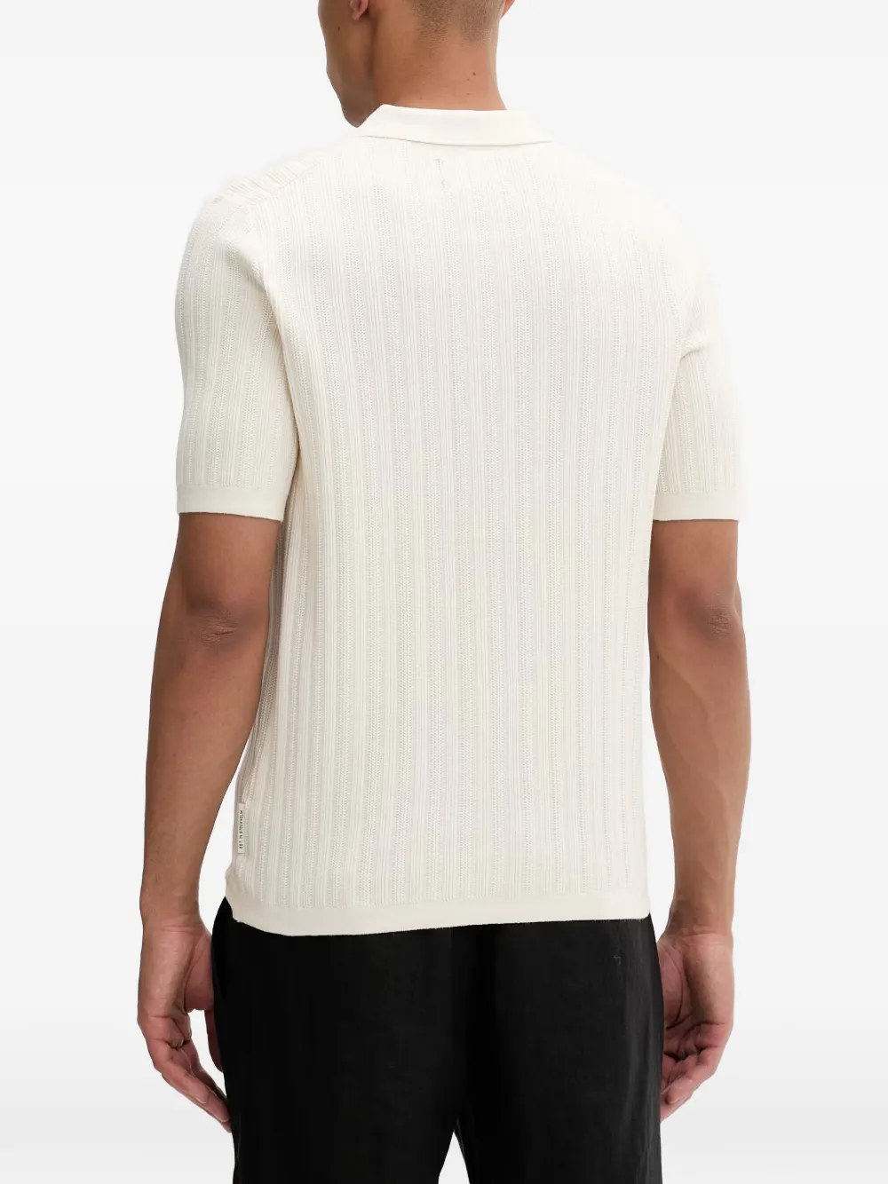 Marc O'Polo Ribgebreid poloshirt Beige