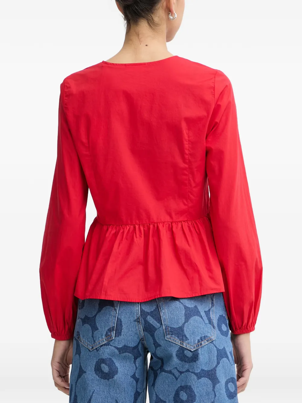 Marc O'Polo Peplum blouse met veters Rood