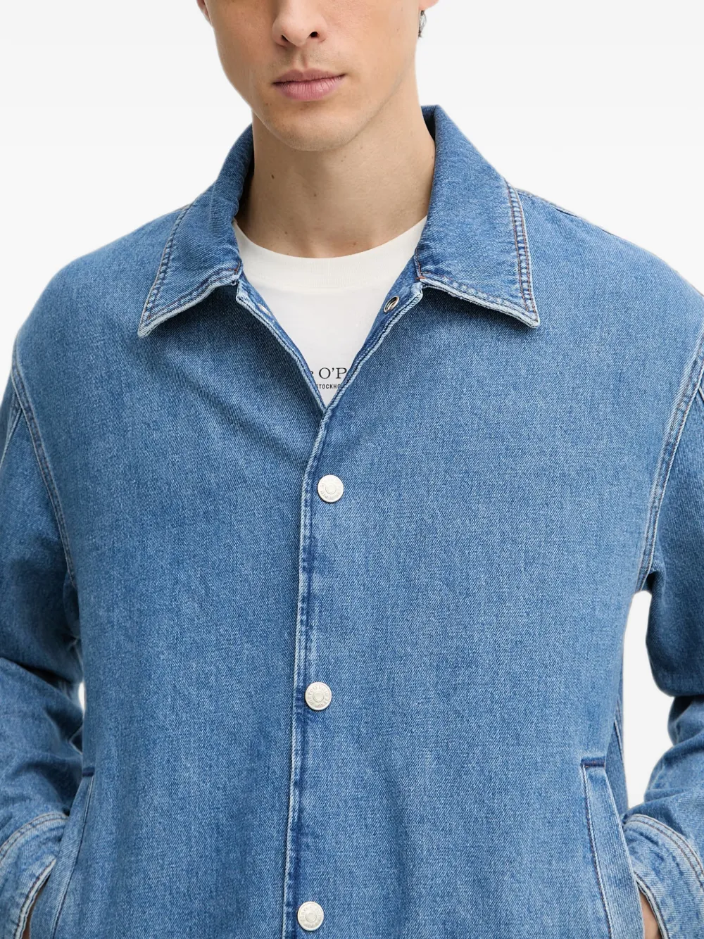 Marc O'Polo Denim jack met trekkoord afwerking Blauw