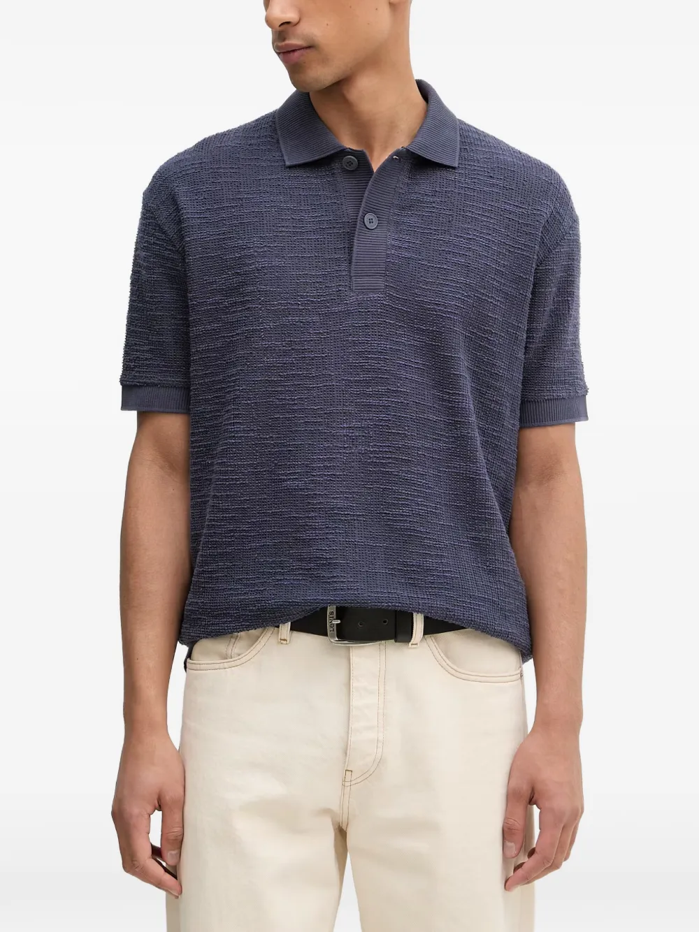 Marc O'Polo textured short-sleeve polo shirt