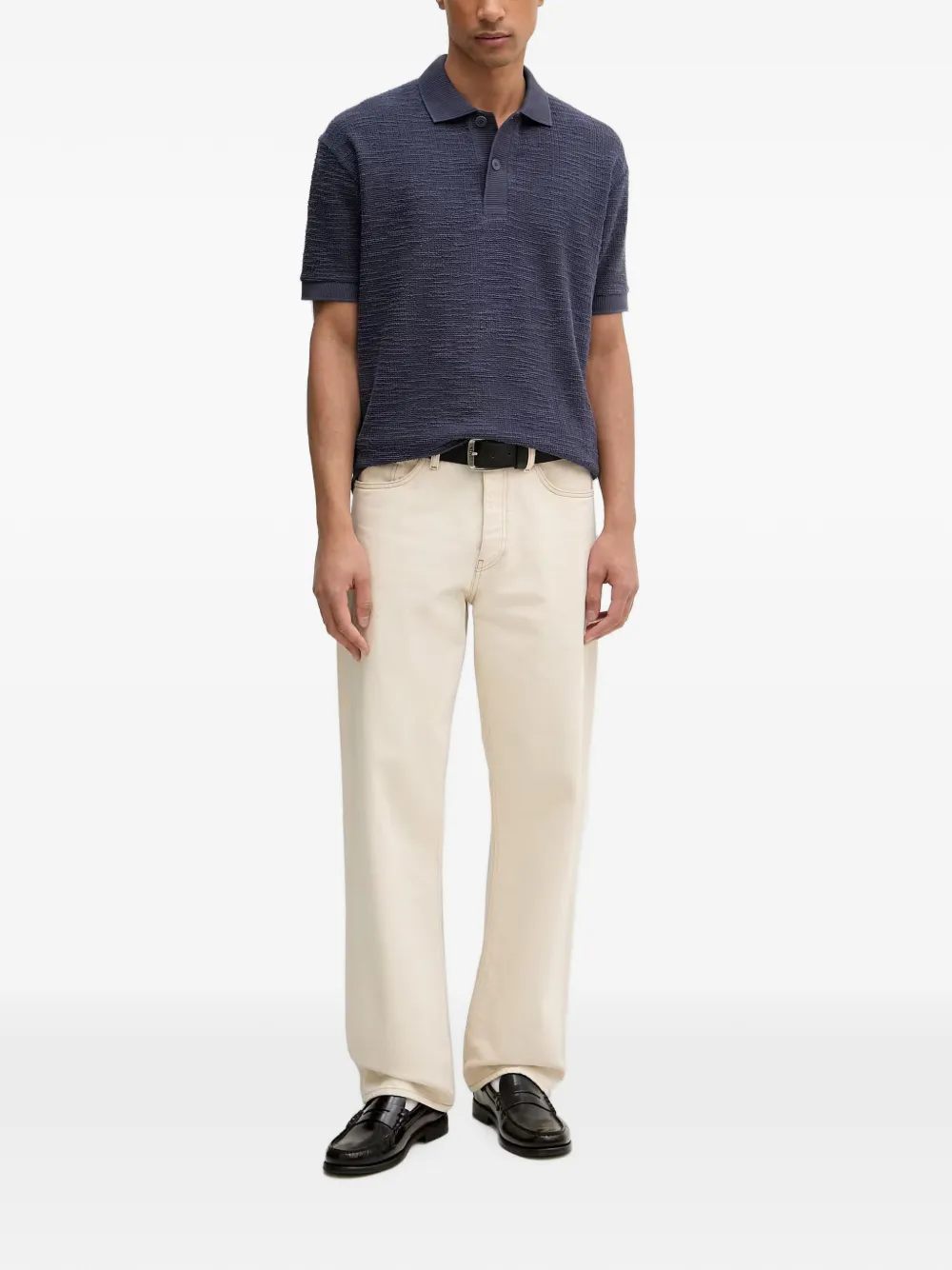Marc O'Polo Poloshirt met textuur Blauw