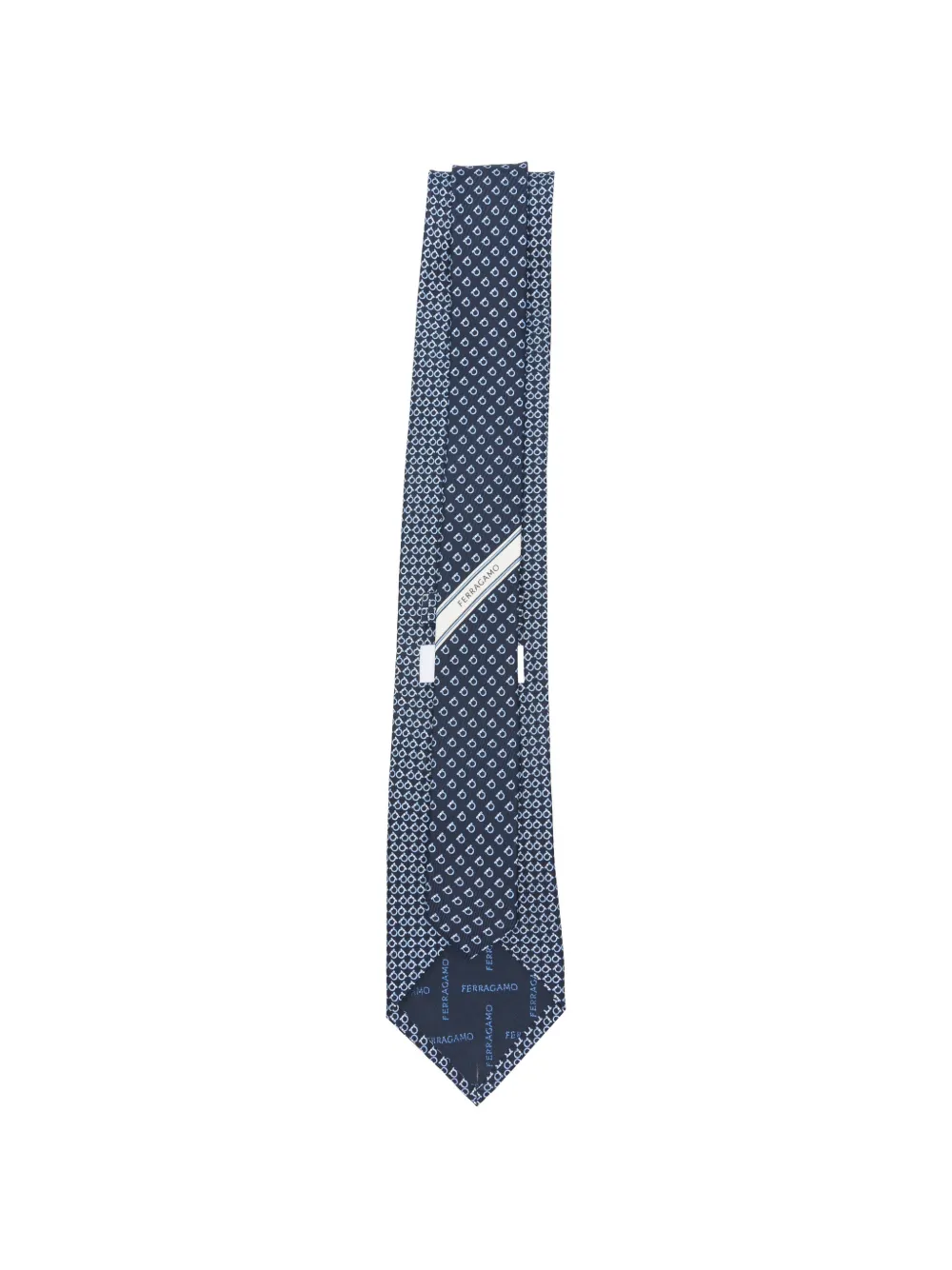 Ferragamo Gancini zijden stropdas met vierkante print Blauw