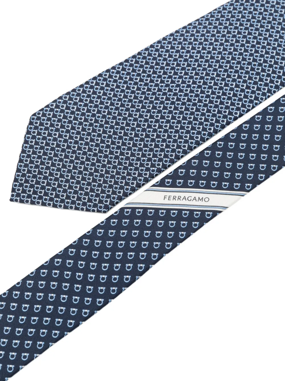 Ferragamo Gancini zijden stropdas met vierkante print Blauw