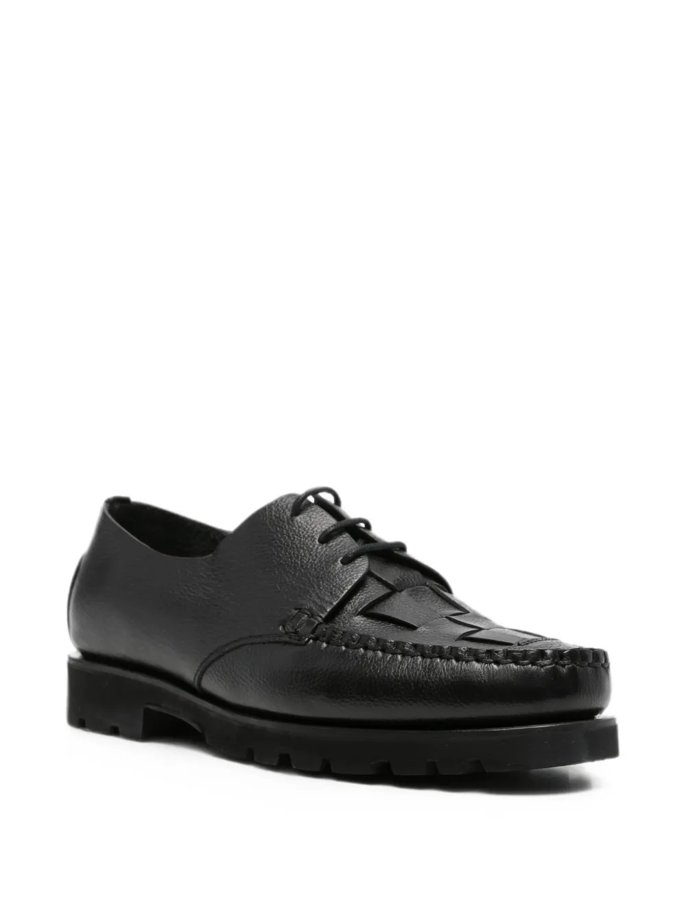 Hereu woven-panel lug-sole derby shoes Zwart