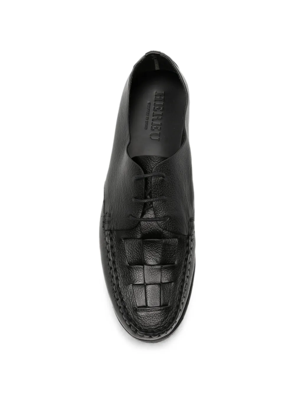 Hereu woven-panel lug-sole derby shoes Zwart