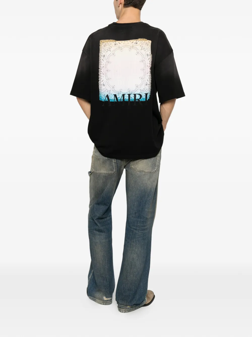 AMIRI T-shirt met geborduurd logo en bandanaprint Zwart
