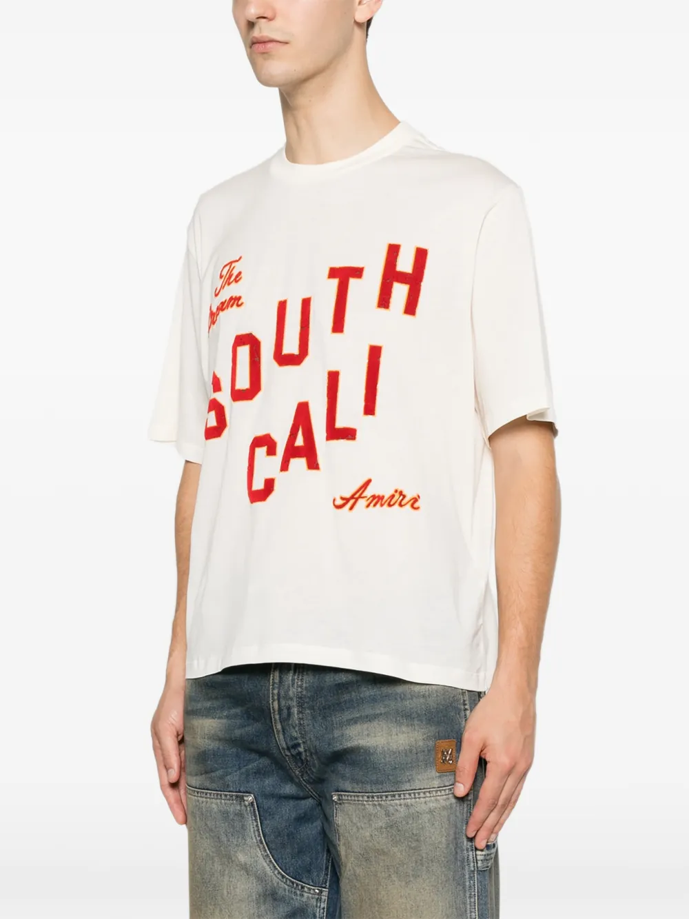 AMIRI T-shirt met logoprint Beige