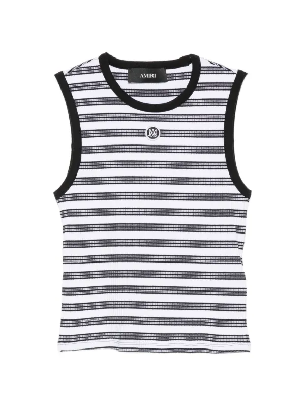 Amiri MA Striped Sleevless Top in White