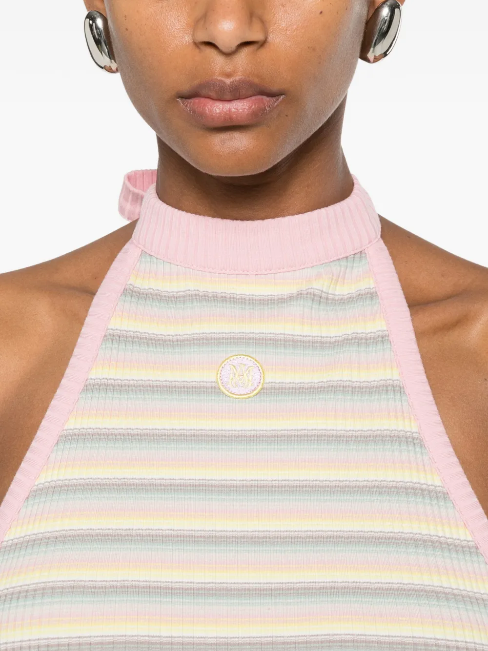 AMIRI Gestreepte mini-jurk met halternek Roze