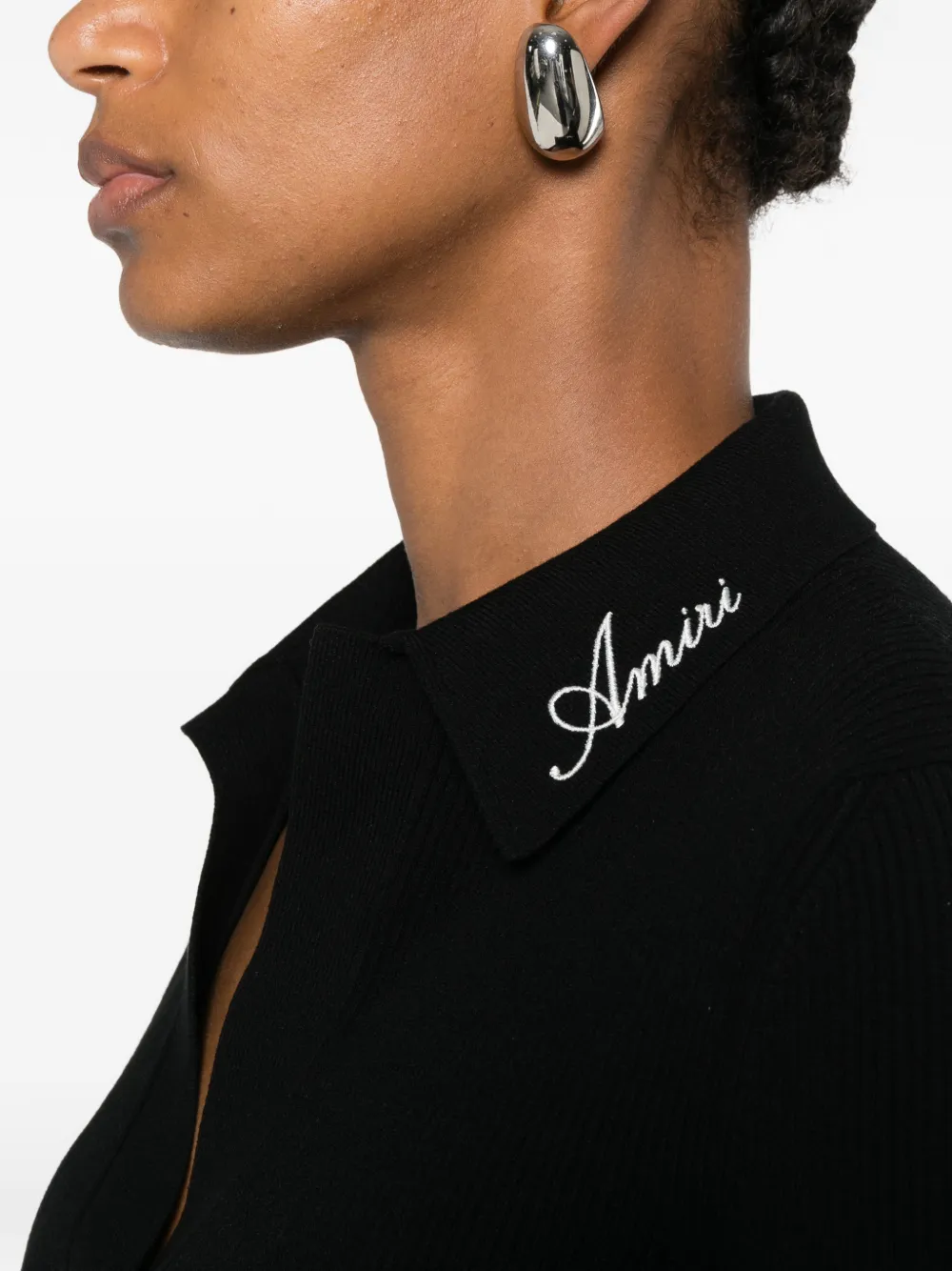 AMIRI T-shirt met geborduurd logo en polokraag Zwart