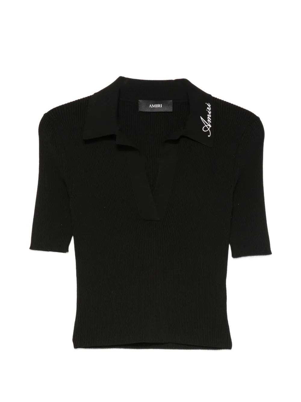 AMIRI logo-embroidered polo-collar T-shirt - Nero