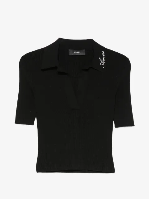 AMIRI logo-embroidered polo-collar T-shirt