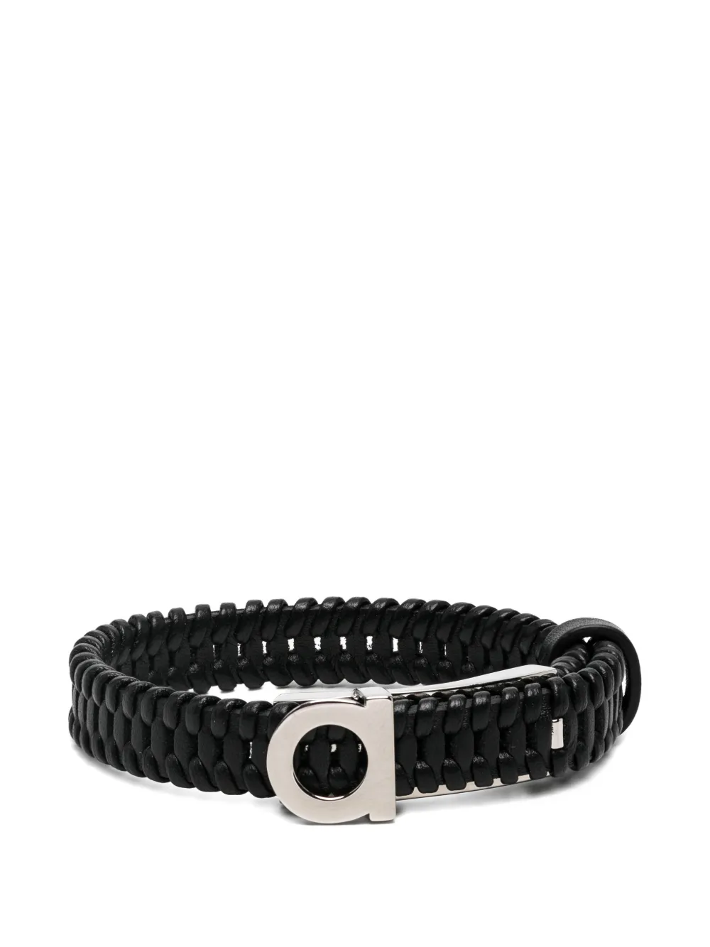 Ferragamo Gancini braided leather bracelet - Nero