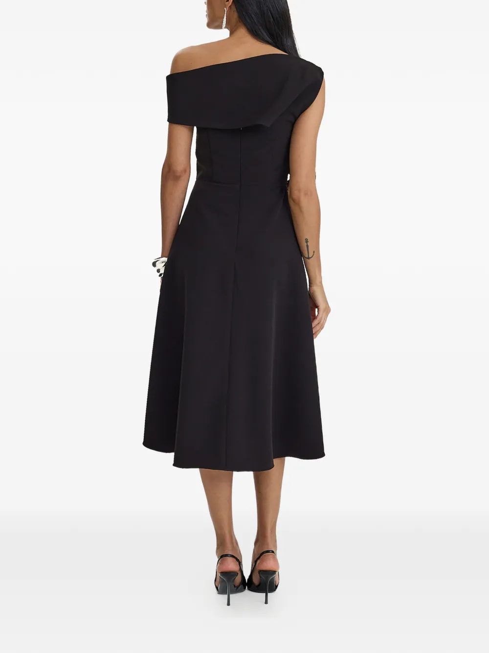 MOOS STUDIO Off-shoulder midi-jurk Zwart