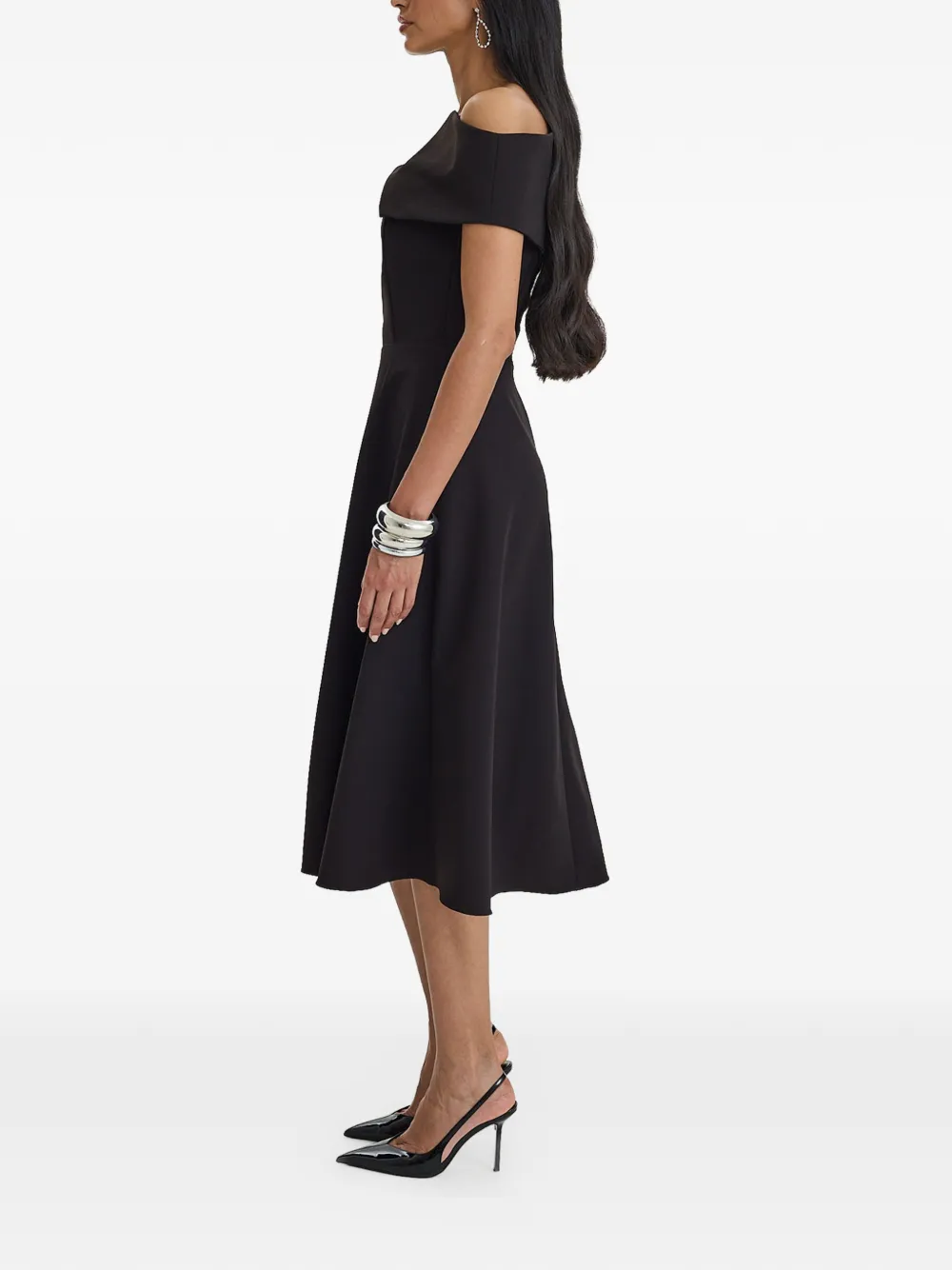 MOOS STUDIO Off-shoulder midi-jurk Zwart