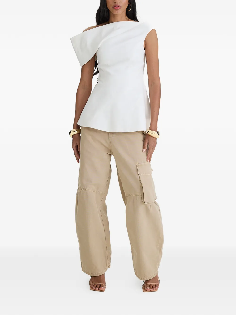  Moos Studio Top Con Una Manga Y Peplum - Blanco 