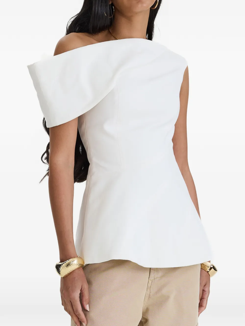 MOOS STUDIO one-shoulder peplum top - Bianco