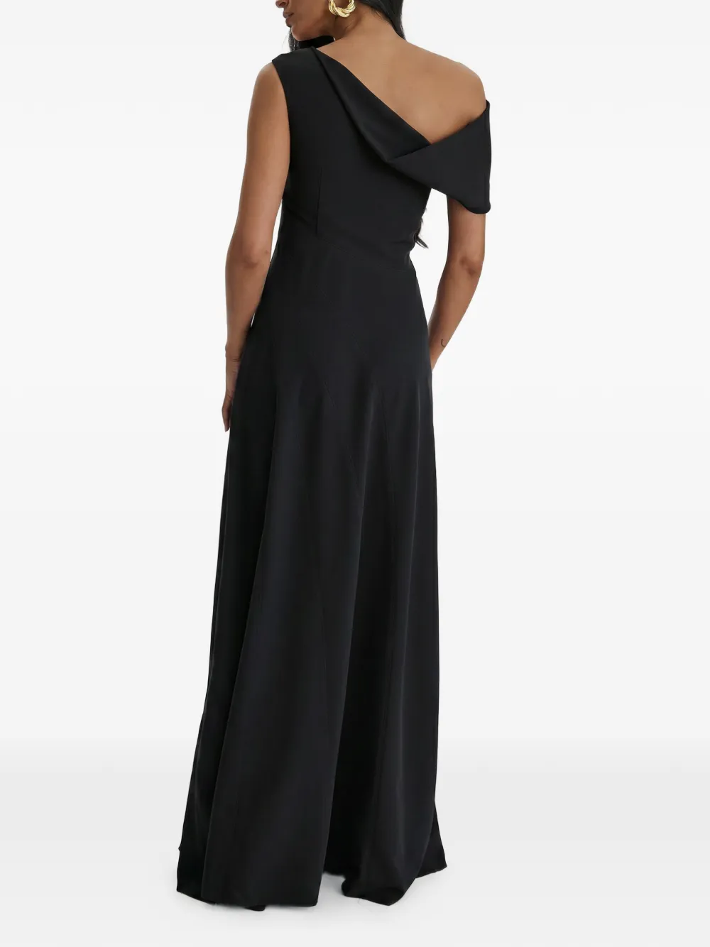 MOOS STUDIO Off-shoulder avondjurk met vlakken Zwart