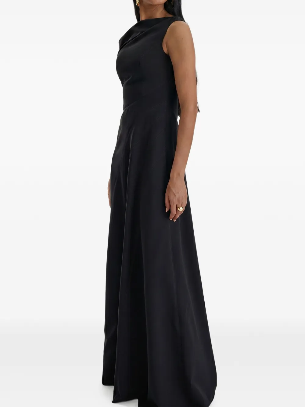 MOOS STUDIO Off-shoulder avondjurk met vlakken Zwart
