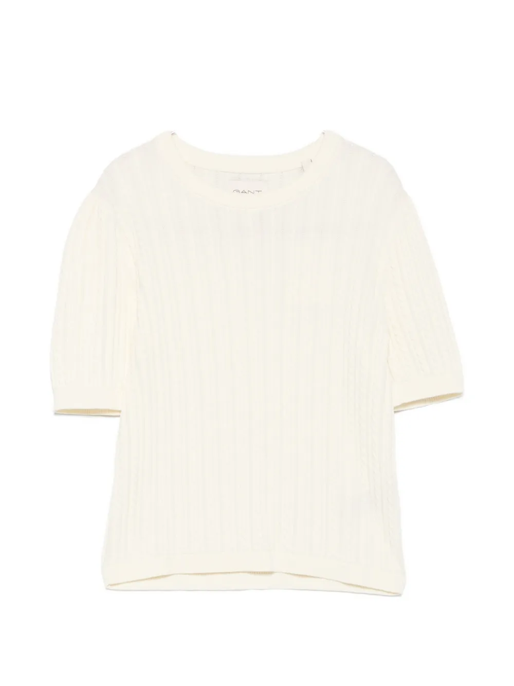 Gant cable-knit short-sleeve T-shirt - Bianco