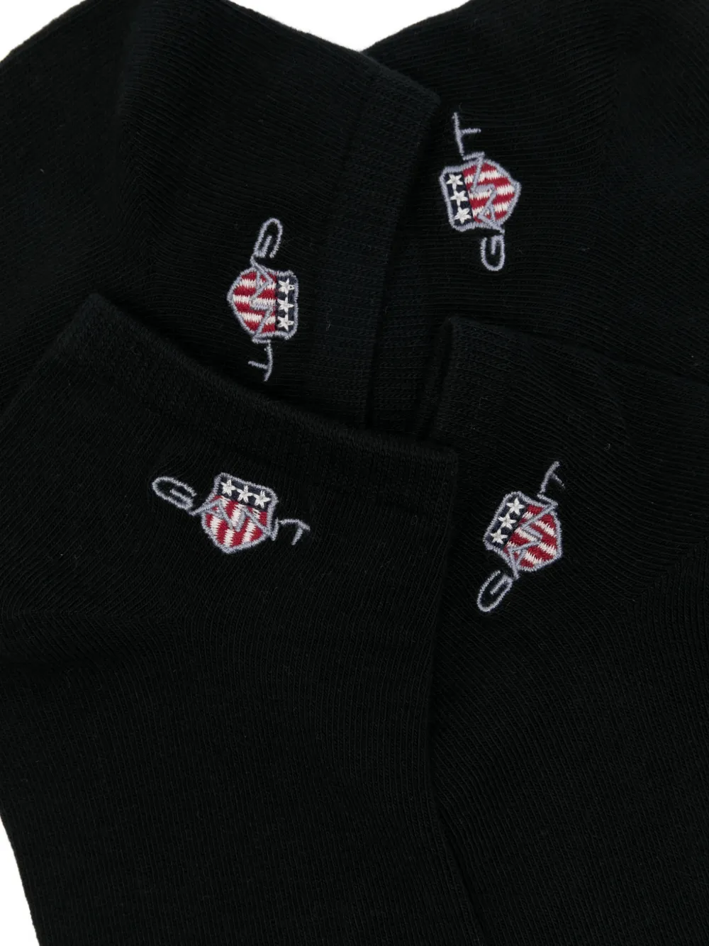 Gant Twee paar enkelsokken met geborduurd logo Zwart