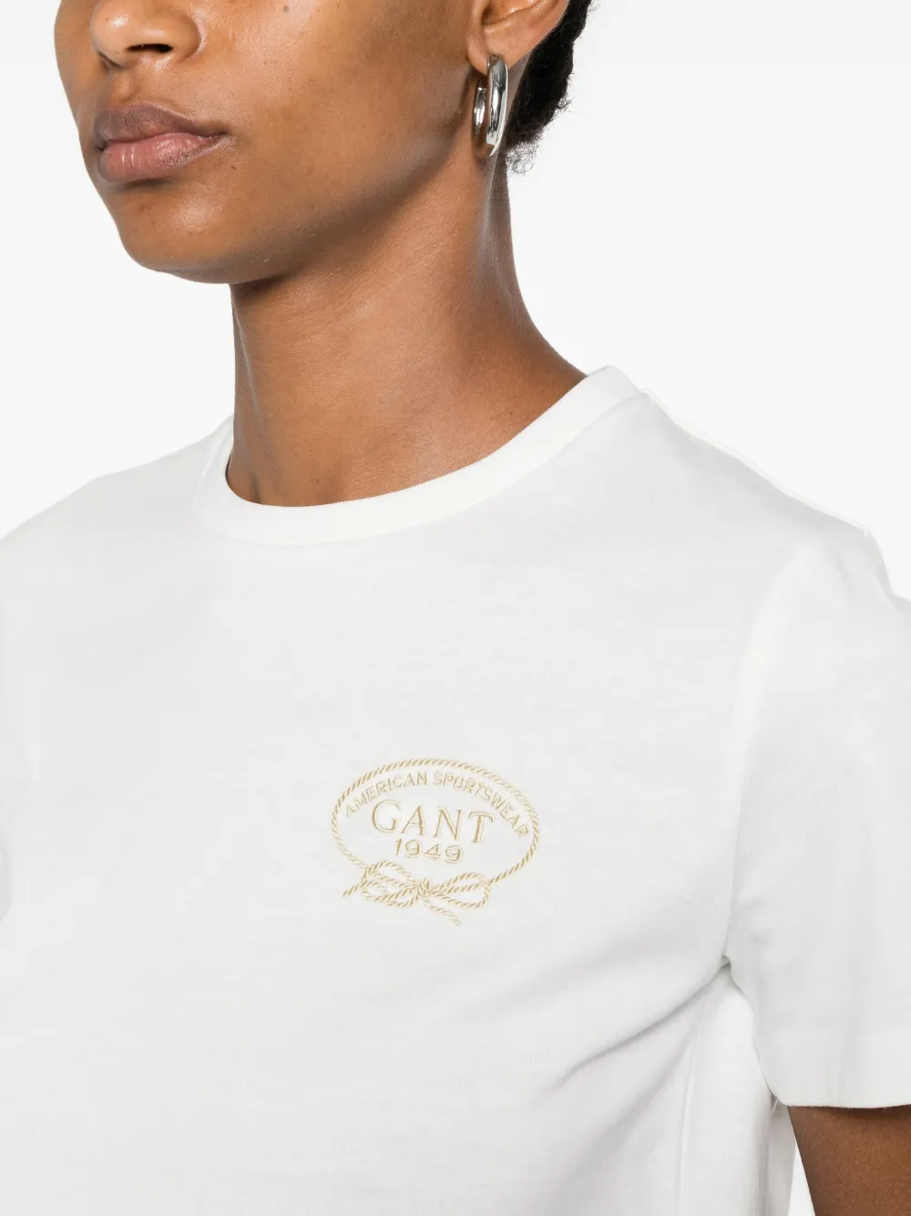 Gant T-shirt met geborduurd logo Wit
