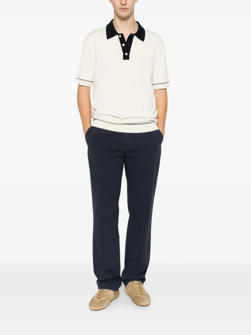 Gant Poloshirt met contrasterende kraag Beige