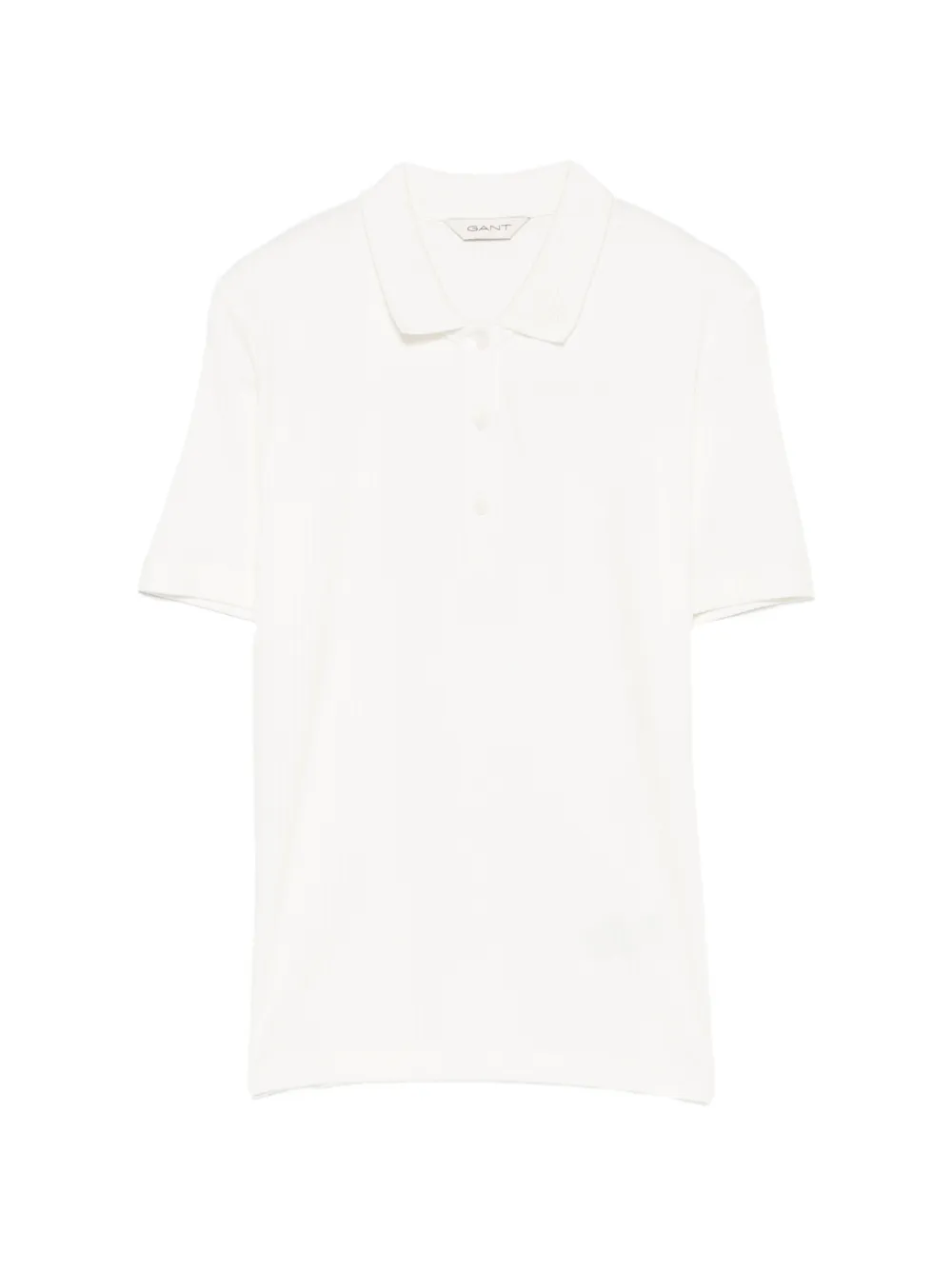 Gant ribbed-knit logo-embroidered polo top - Weiß