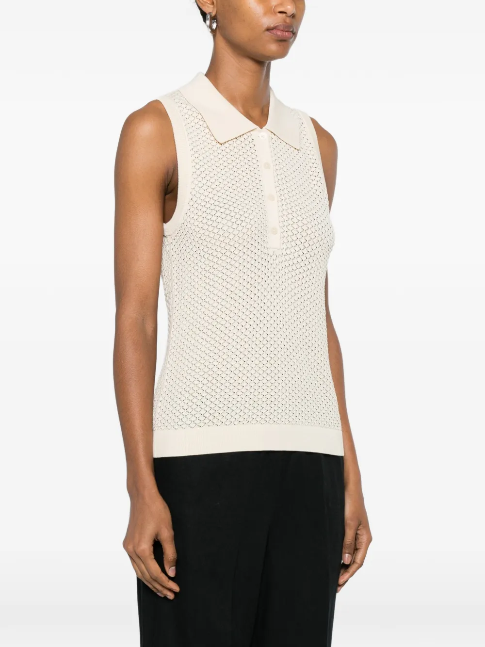 Gant Mouwloos poloshirt met pointelle-effect Beige