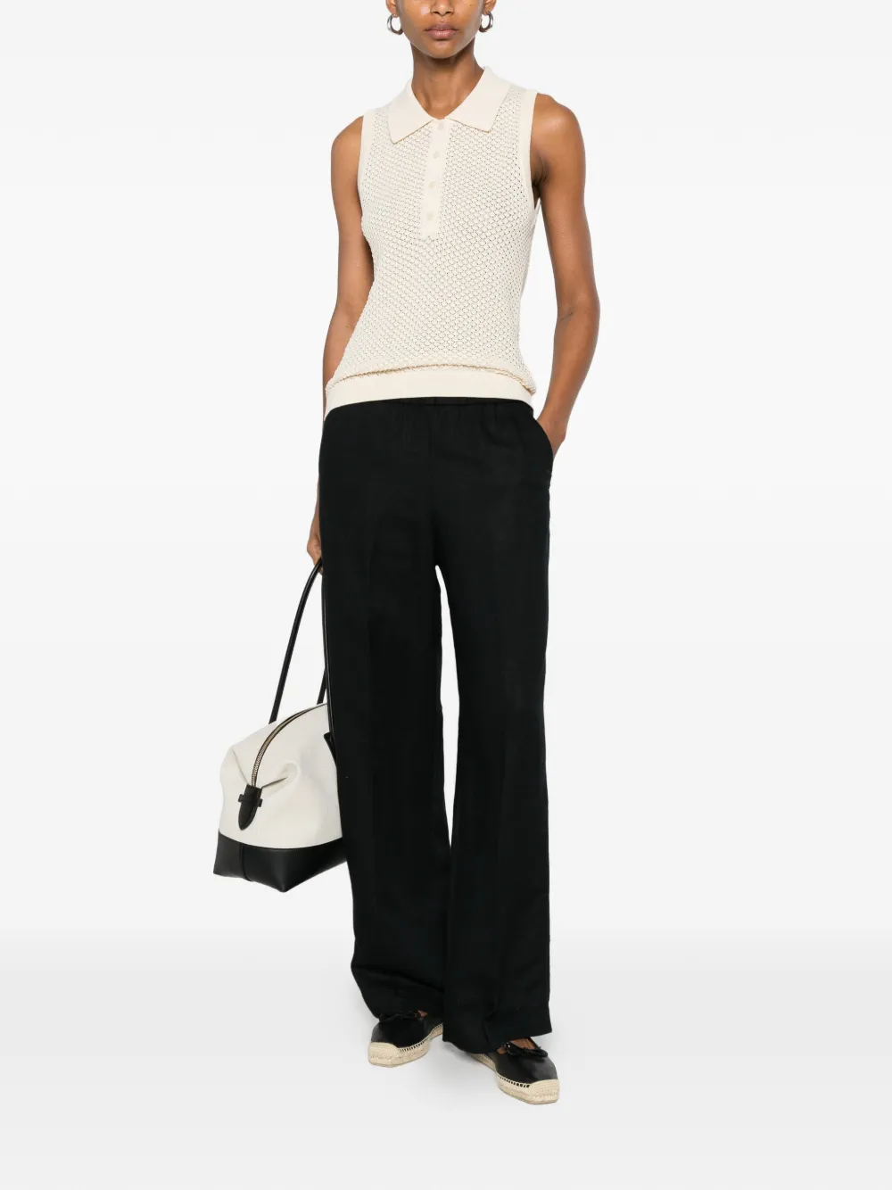 Gant Mouwloos poloshirt met pointelle-effect Beige