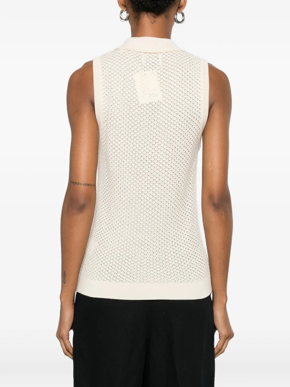 Gant Mouwloos poloshirt met pointelle-effect Beige