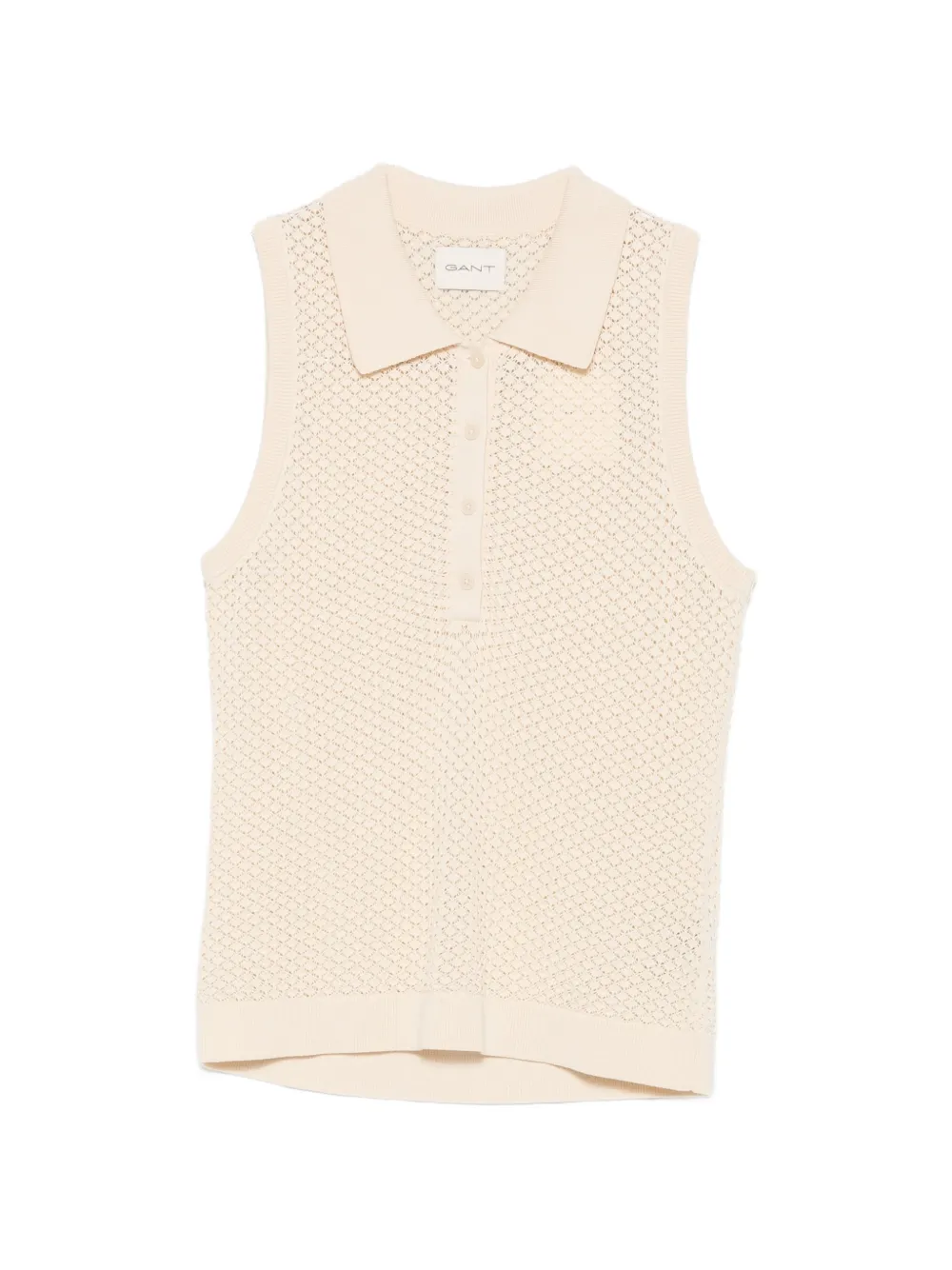 Gant pointelle-knit sleeveless polo shirt - Toni neutri