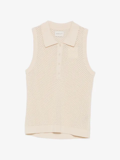 Gant pointelle-knit sleeveless polo shirt